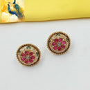 NAFJ Elegant Pota Stone And Meenakari Stud Earrings