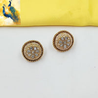 NAFJ Elegant Pota Stone And Meenakari Stud Earrings