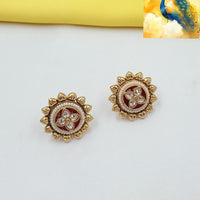 NAFJ Elegant Pota Stone And Pearl Stud Earrings