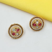 NAFJ Elegant Pota Stone And Pearl Stud Earrings