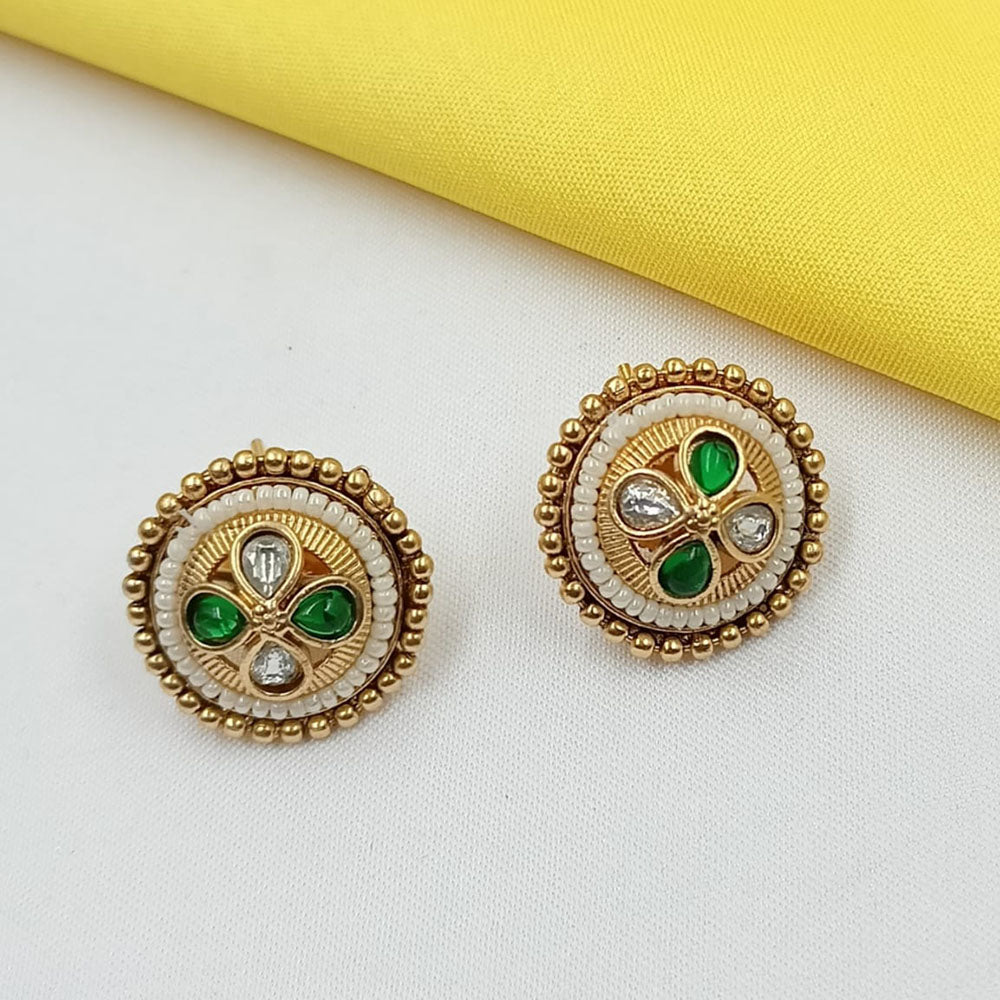 NAFJ Elegant Pota Stone And Pearl Stud Earrings