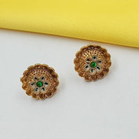 NAFJ Elegant Pota Stone And Meenakari Stud Earrings
