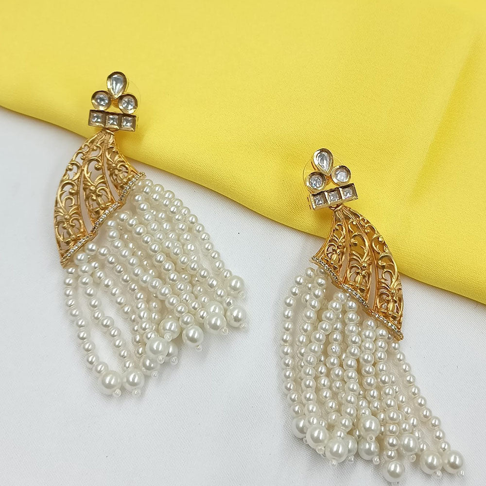 NAFJ Premium Pearl And Pota Stone Dangler Earrings