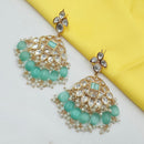NAFJ Grand Polki Kundan Pearl And Beads Dangler Earrings