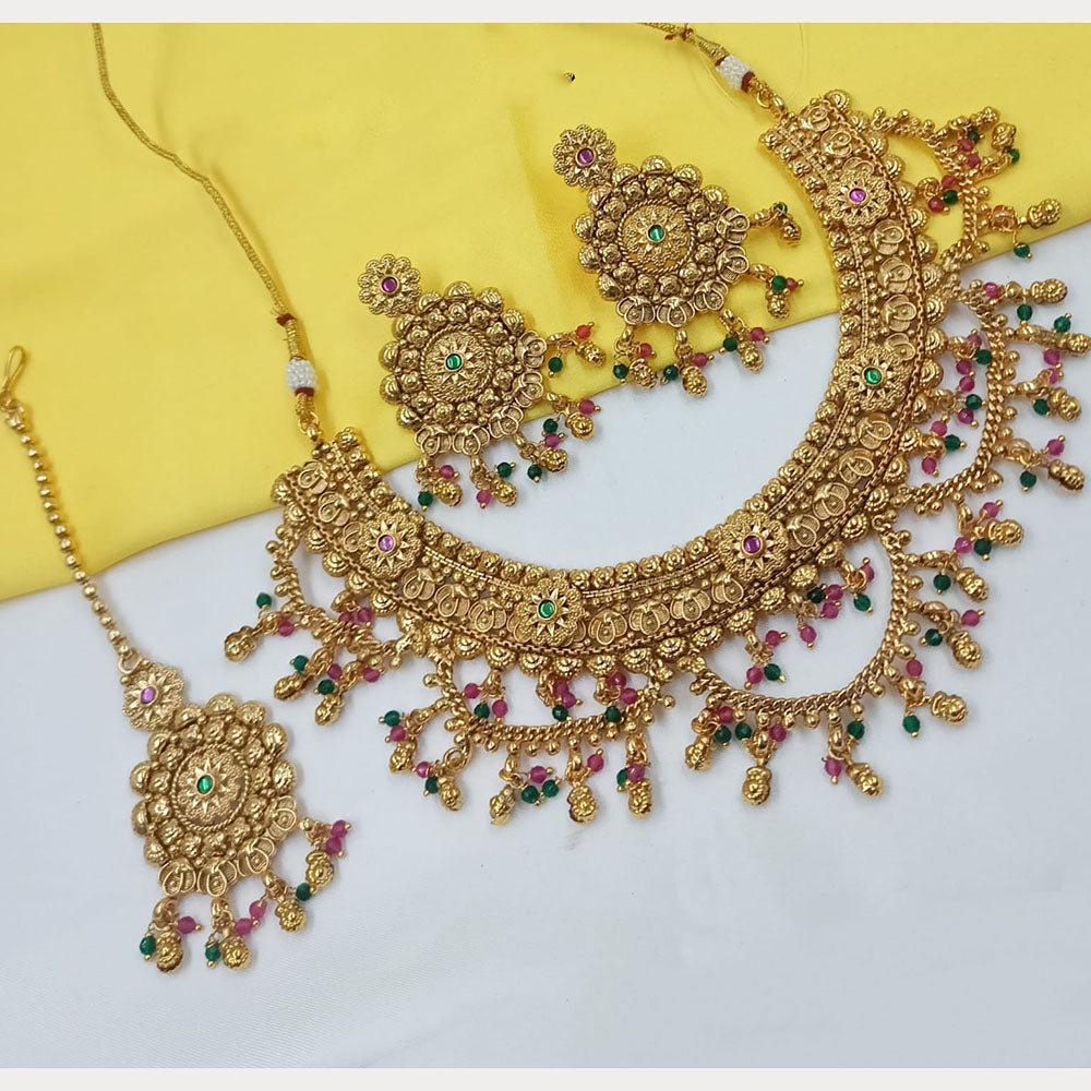 NAFJ Premium Pota Stone And Pearl Necklace Set