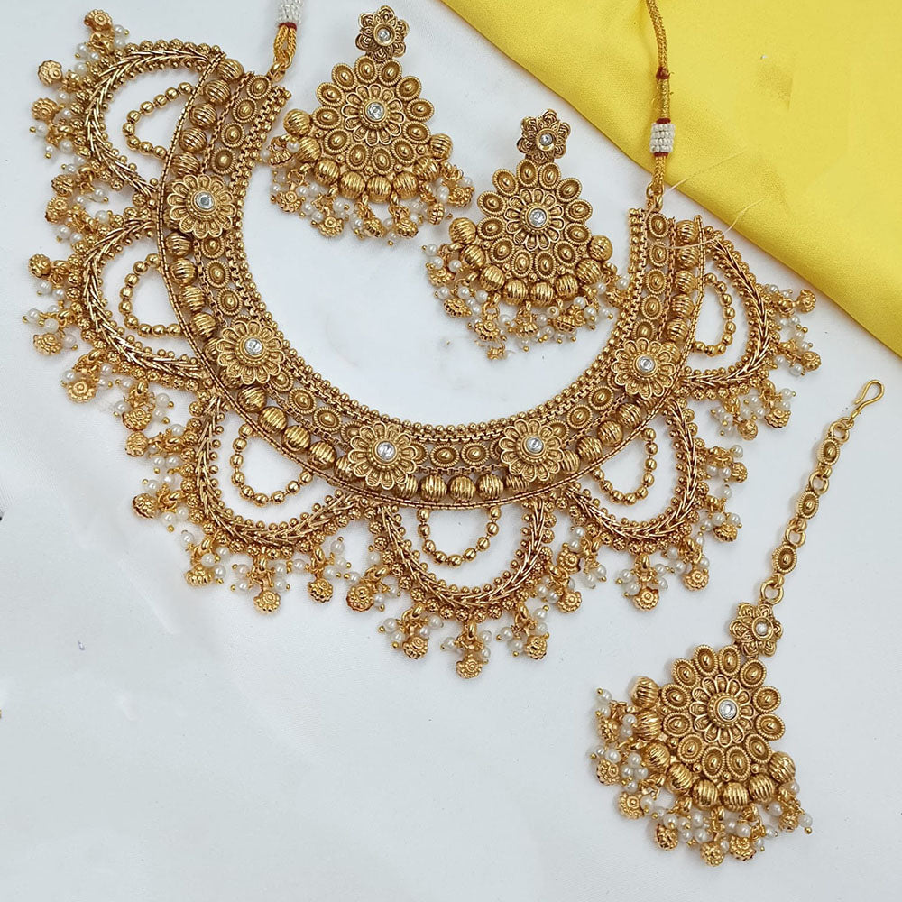 NAFJ Premium Pota Stone And Pearl Necklace Set 