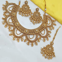 NAFJ Premium Pota Stone And Pearl Necklace Set 