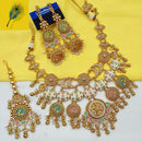 NAFJ Premium Pota Stone And Pearl Meenakari Necklace Set 