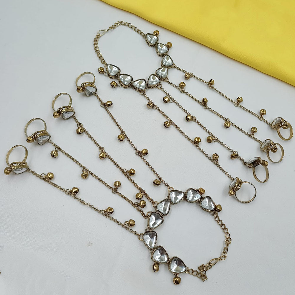 NAFJ Kundan Stone And Ghungroo Designer Hand Harness