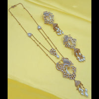 NAFJ Grand Polki Kundan Stone Pearl And Beads Long Necklace Set