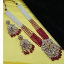 NAFJ Grand Polki Kundan Stone Pearl And Beads Long Necklace Set