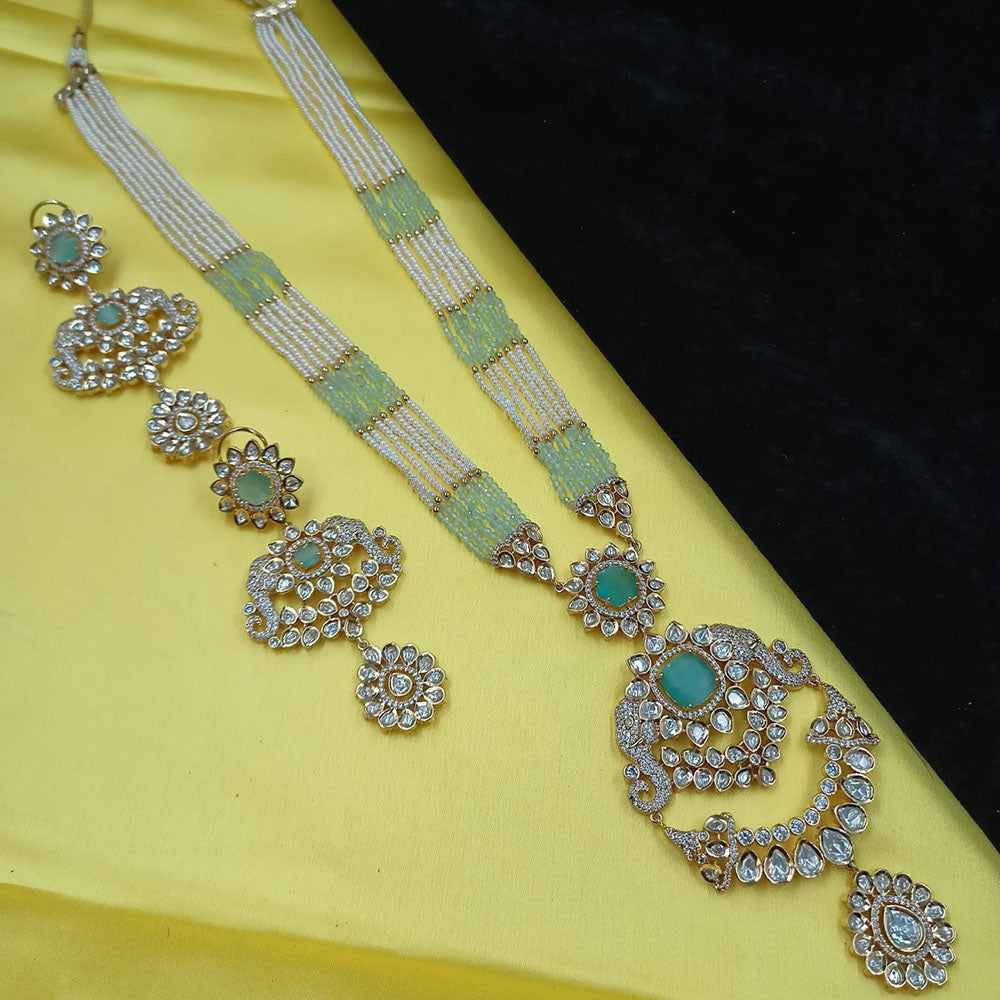 NAFJ Grand Polki Kundan Stone And Pearl Long Necklace Set
