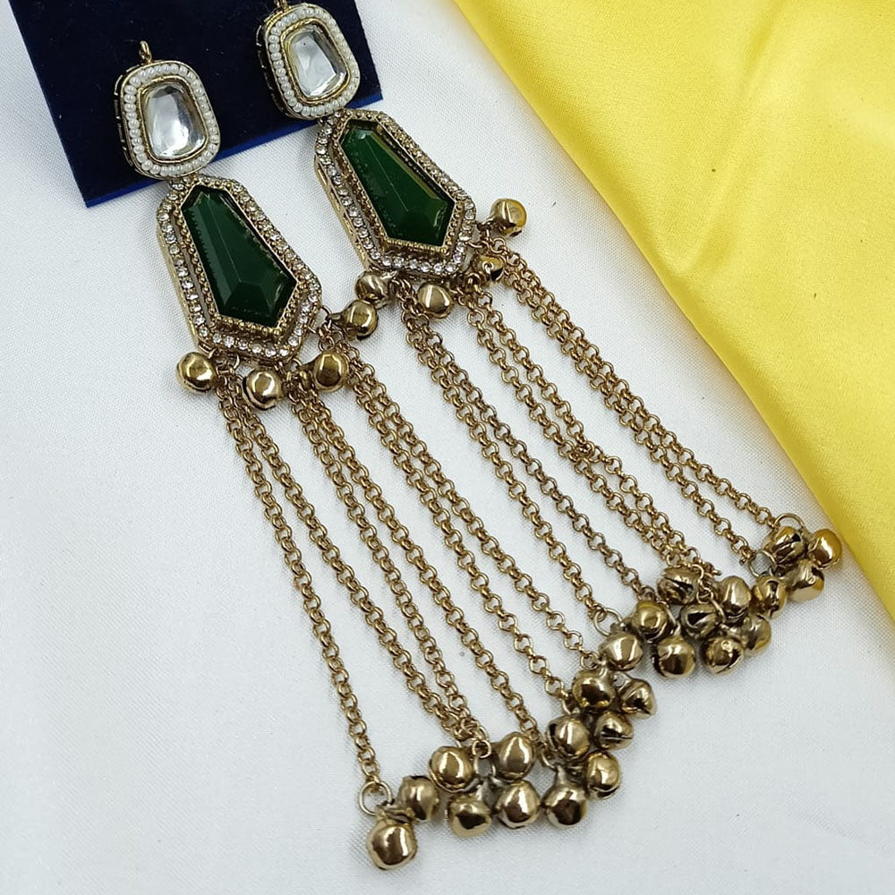 NAFJ Indo Ethnic Kundan Stone And Ghungroo Kashmiri Earrings