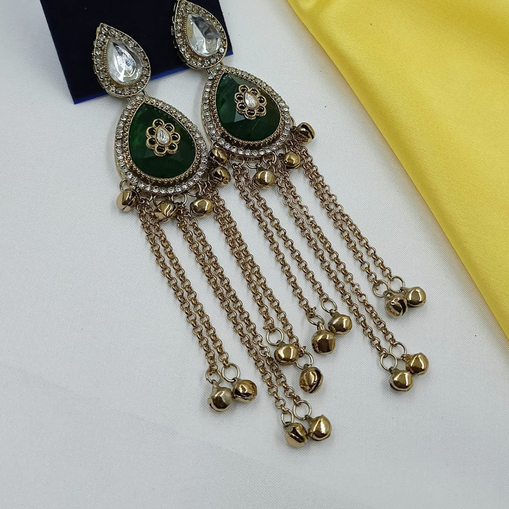 NAFJ Indo Ethnic Kundan Stone And Ghungroo Kashmiri Earrings