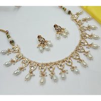 NAFJ Graceful Polki Kundan Stone And Pearl Necklace Set
