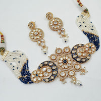 NAFJ Graceful Polki Kundan Stone And Pearl Meenakari Choker Necklace Set