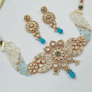 NAFJ Graceful Polki Kundan Stone And Pearl Meenakari Choker Necklace Set