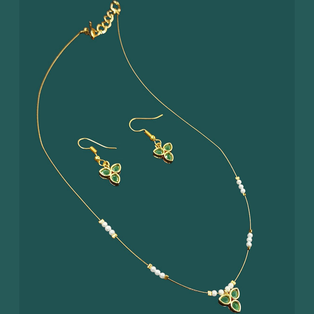 NAFJ Lightweight Floating Chain Crystal And Pearl Fancy Necklace Set For All Occassions