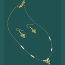 NAFJ Lightweight Floating Chain Crystal And Pearl Fancy Necklace Set For All Occassions