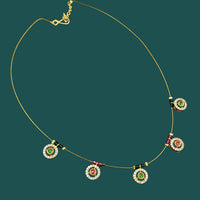 NAFJ Lightweight Floating Chain Austrian  And Pearl Fancy Necklace Set For All Occassions