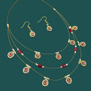 NAFJ Lightweight Multi Layer Floating Chain  Crystal Stone Beads and Pearl Fancy Necklace Set for All Occasions