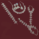 NAFJ Elegant Crystal Stone And Pearl Semi Bridal Necklace Set