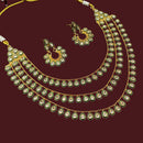 NAFJ Sparkling Crystal Stone Multi Layer Designer Meenakari Necklace Set