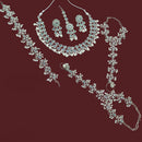 NAFJ Elegant Crystal Stone And Pearl Semi Bridal Necklace Set