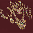NAFJ Premium Pota Stone Pearl And Beads Meenakari Bridal Jewellery Set