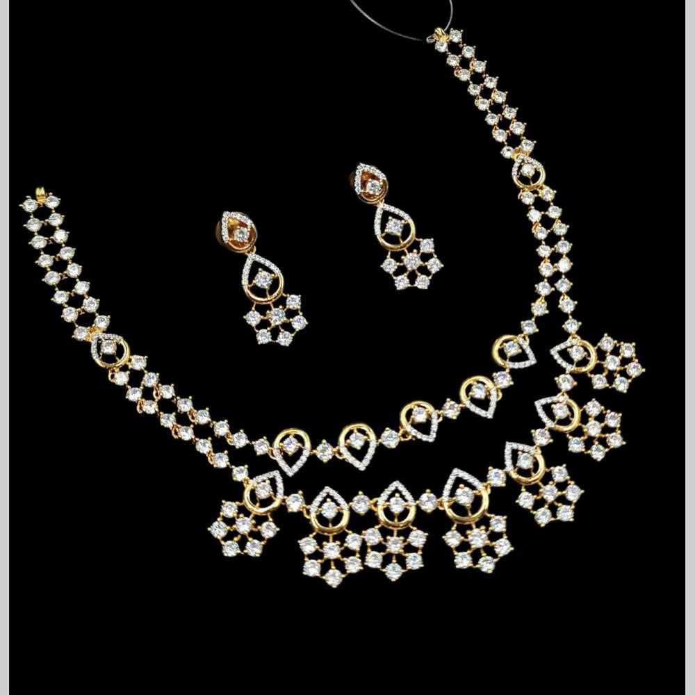 NAFJ Glamorous Austrian Stone Double Layer Designer Necklace Set