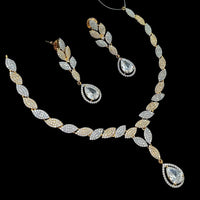 NAFJ Glamorous Crystal Stone  And Austrian Stone Designer Necklace Set