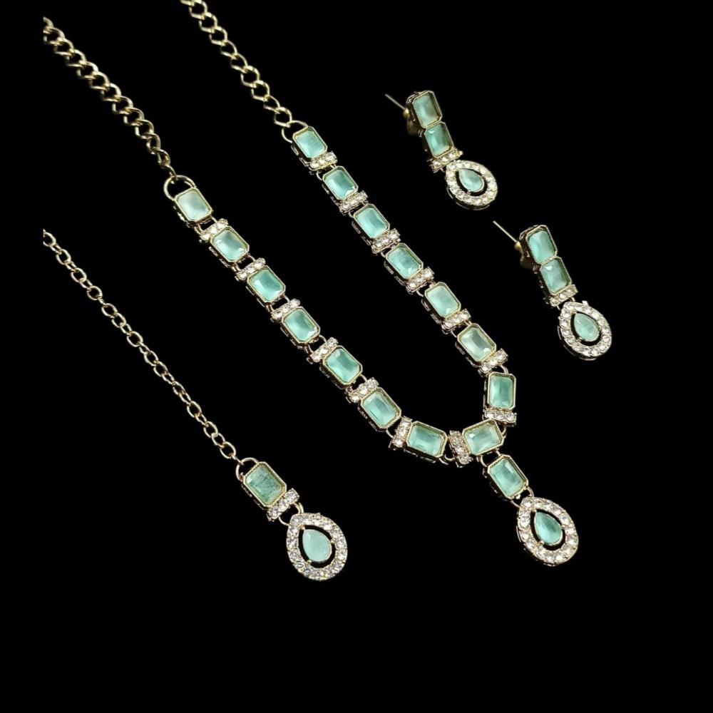NAFJ Glamorous Crystal Stone Designer Necklace Set