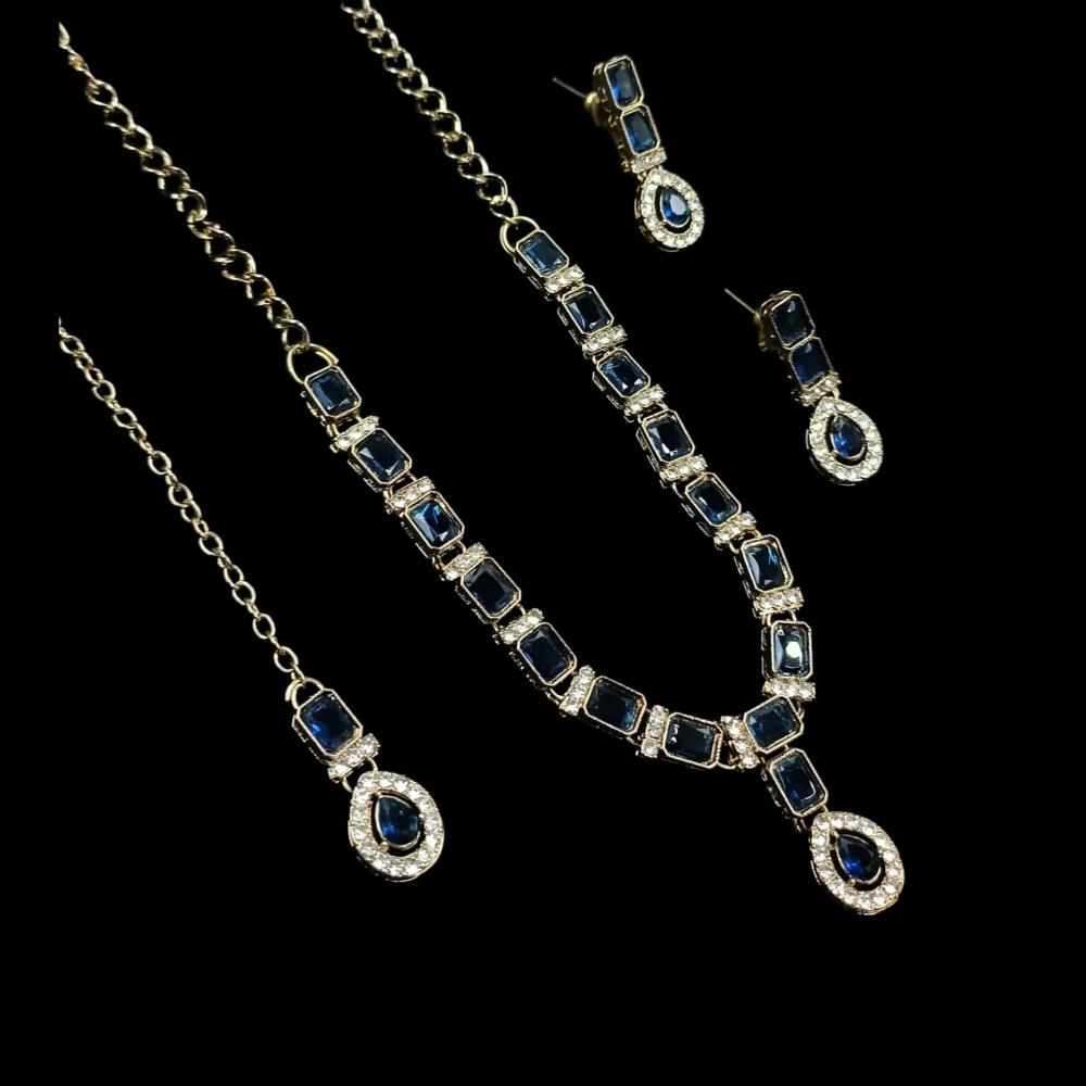 NAFJ Glamorous Crystal Stone Designer Necklace Set