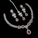 NAFJ Glamorous Crystal Stone And Austrian Stone Designer Necklace Set With Maangtikka