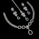 NAFJ Glamorous Crystal Stone And Austrian Stone Designer Necklace Set With Maangtikka