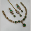 NAFJ Glamorous Crystal Stone And Austrian Stone Designer Necklace Set With Maangtikka