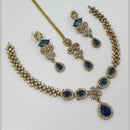 NAFJ Glamorous Crystal Stone And Austrian Stone Designer Necklace Set With Maangtikka
