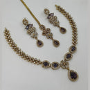NAFJ Glamorous Crystal Stone And Austrian Stone Designer Necklace Set With Maangtikka