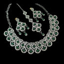 NAFJ Glamorous Crystal Stone And Austrian Stone Designer Necklace Set With Maangtikka