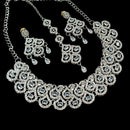 NAFJ Glamorous Crystal Stone And Austrian Stone Designer Necklace Set With Maangtikka