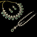 NAFJ Royal Pota Stone Necklace Set With Maangtikka 