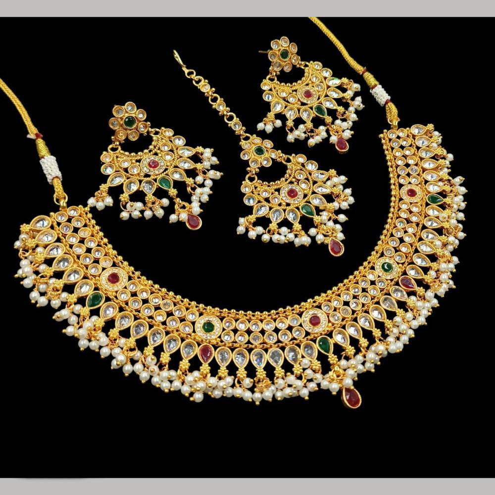 NAFJ Premium Pota Stone And Pearl Necklace Set