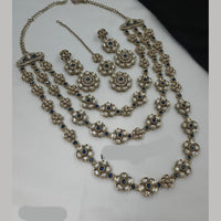 NAFJ Traditional Polki Kundan Stone Embellished Multilayer Necklace Set