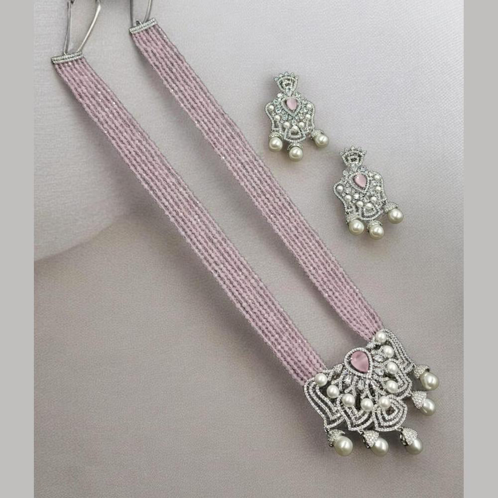 NAFJ Luxury Crystal Stone And Pearl Necklace Set for Women