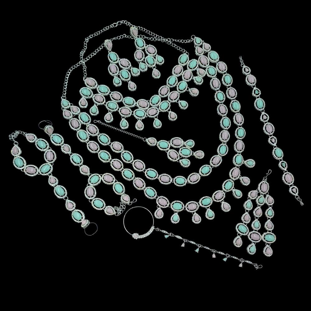 NAFJ Grand Crystal Stone And Austrian Stone Pearl And Beads Dreamy Bridal Set
