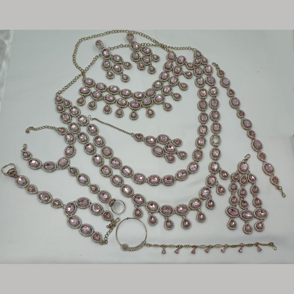NAFJ Grand Crystal Stone And Austrian Stone Pearl And Beads Dreamy Bridal Set