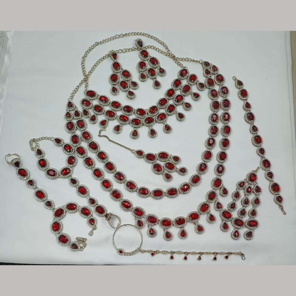 NAFJ Grand Crystal Stone And Austrian Stone Pearl And Beads Dreamy Bridal Set
