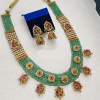 NAFJ Maharani Style Pota Stone And Pearl Necklace Set 
