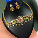 NAFJ Maharani Style Pota Stone And Pearl Choker Necklace Set 
