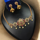 NAFJ Maharani Style Pota Stone And Pearl Choker Necklace Set 